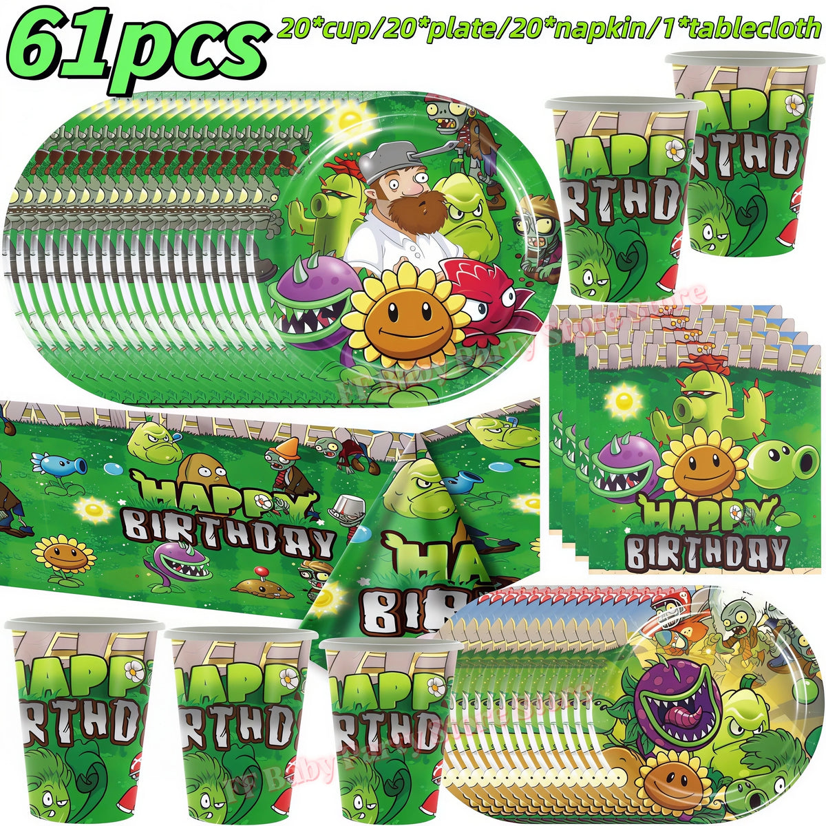 Plants vs. Zombies Birthday Party Decoration Kit Birthday Party Kit Babs 61pcs 1
