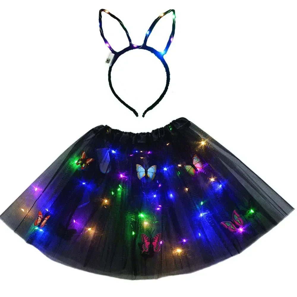 LED Light-Up Princess Tutu Skirt & Bunny Headband Set LED Costume Set Babs 5 for 2-8 years girls