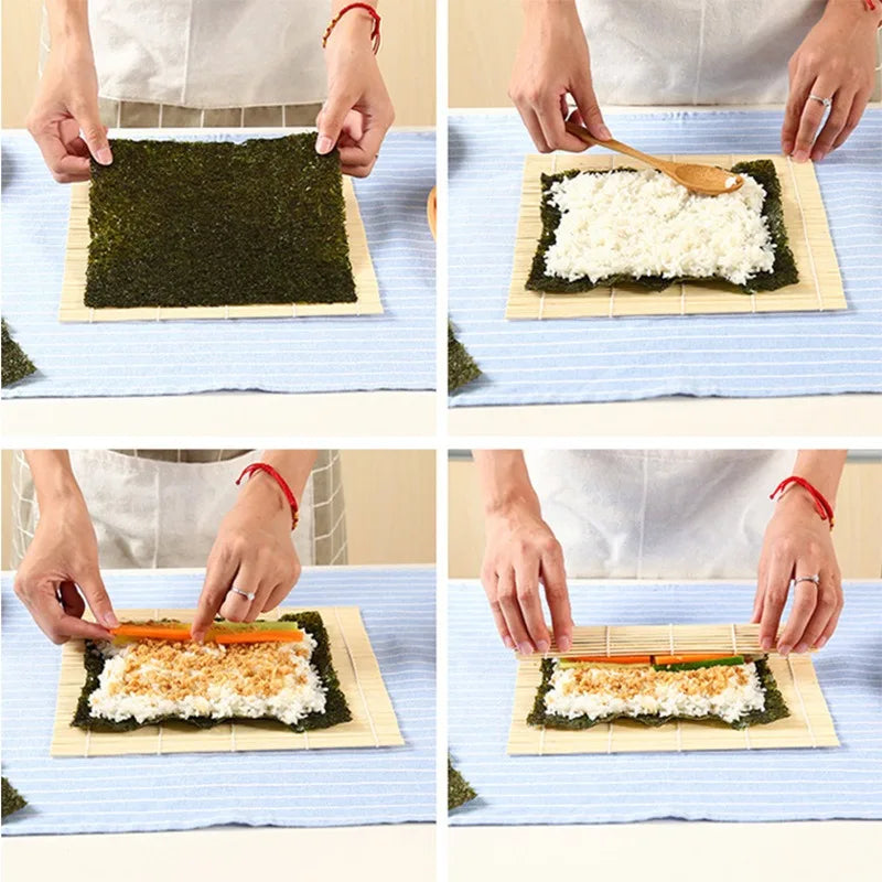 Bamboo Sushi Rolling Mat & Onigiri Mold Kit | Rice Ball Shaper Sushi Making Kit Babs
