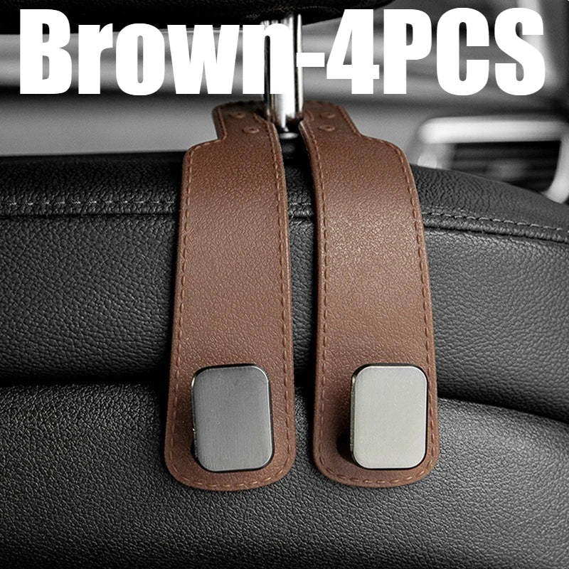 Car Seat Back Hook – Headrest Bag Hanger & Organizer Car Seat Organizer Babs Brown-4PCS