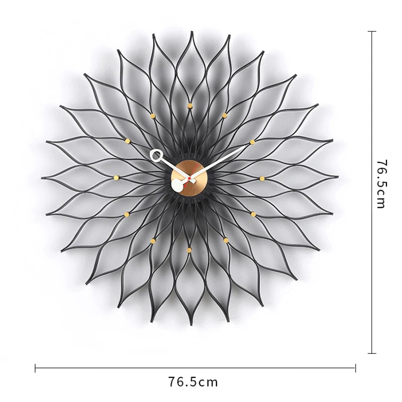 Oeny Sunflower Wall Clock – Large 76.5cm Nordic Silent Quartz Decorative Wall Clock Babs