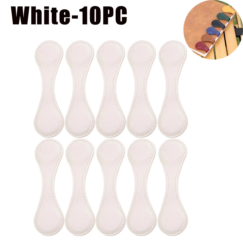 Vintage PU Leather Magnetic Bookmark – Handmade Double-Sided Decorative Bookmark Babs White-10PC