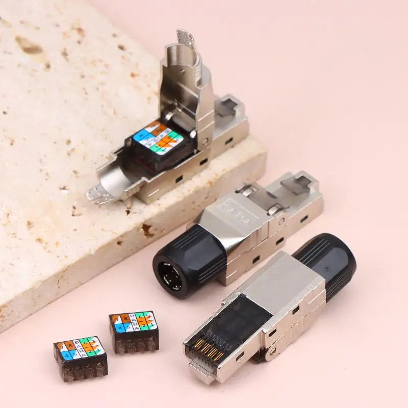 Toolless Shielded RJ45 Plug for Cat8 Cat7 Cat6A – No Crimp Network Connector Babs