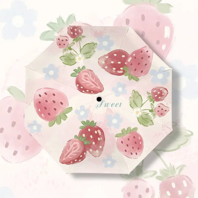 Automatic Strawberry UV Protection Umbrella UPF50+ Foldable UV Protection Umbrella Babs