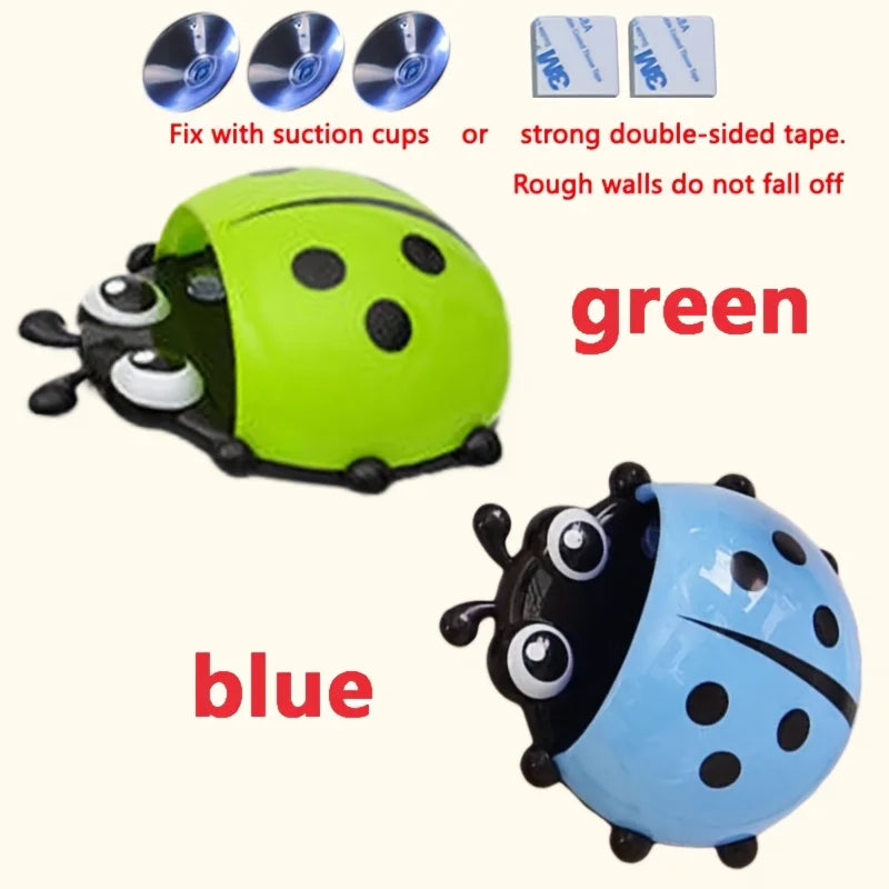 2pcs Ladybug Wall-Mounted Toothbrush Holder | No-Drill Organizer Toothbrush Holder Babs