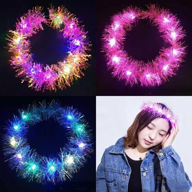20pcs LED Floral Wreath Headbands – Party, Wedding & Cosplay LED Wreath Headband Babs