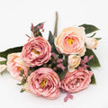 Silk Artificial Peony Rose Bouquet – Wedding & Home Decor Artificial Flower Bouquet Babs (Pink) 1 pc