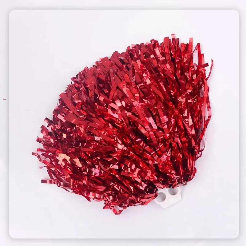 Metallic Cheerleader Pompoms – Aluminum Foil Sports & Dance Cheerleader Pompoms Babs red L