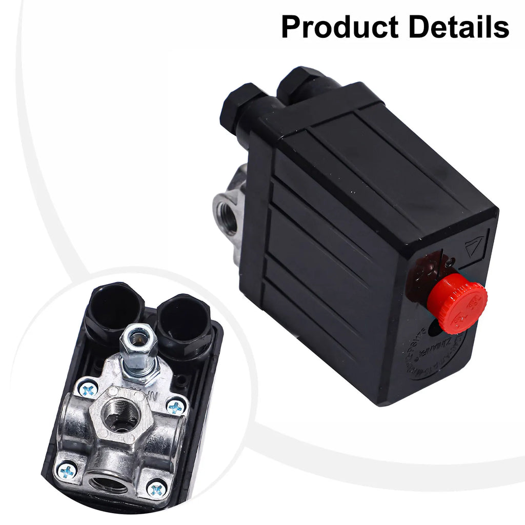 Air Compressor Pressure Switch 90-120 PSI 240V 4-Port Manifold Pressure Switch Valve Babs