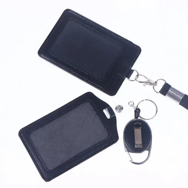PU ID Card Holder Retractable Reel & Lanyard – 1 or 3 Pack ID Card Holder Babs