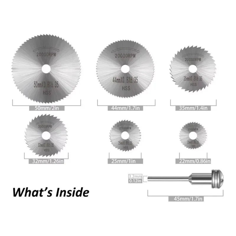 7-Pc Rotary Circular Saw Blades Wood Cutting Discs for Dremel Rotary Saw Blades Babs