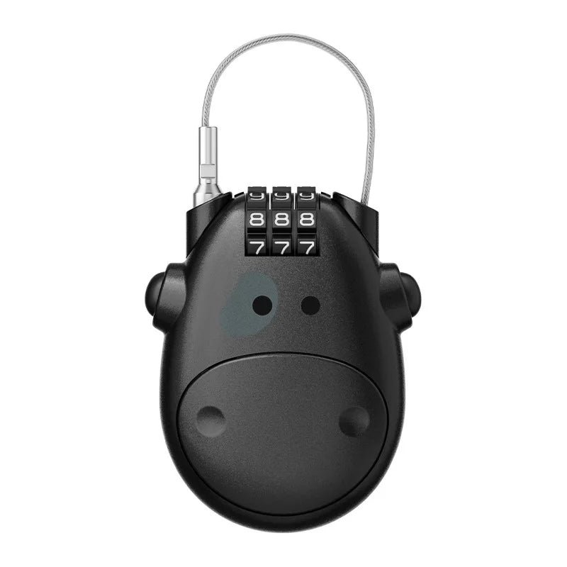 Retractable Steel Cable Combination Lock – Bike & Luggage Cable Combination Lock Babs black