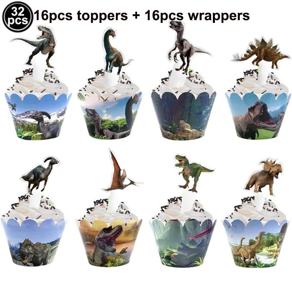 Dinosaur Cupcake Toppers & Cake Decor – Kids Birthday Party Cake Toppers Babs Dark Khaki as show