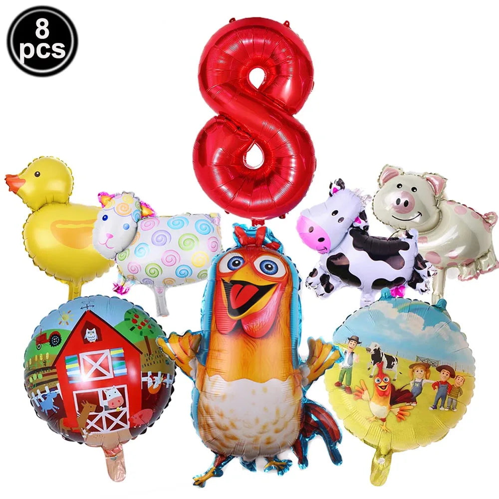 Farm Animal Foil Balloons Set – Cow Sheep Duck Pig Party Decor Party Balloons Set Babs Deep Sapphire As show