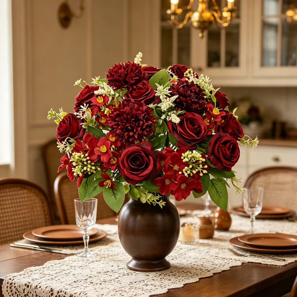 Artificial Silk Hydrangea & Rose Bouquet 2/4pcs – Home Decor Artificial Flower Bouquet Babs
