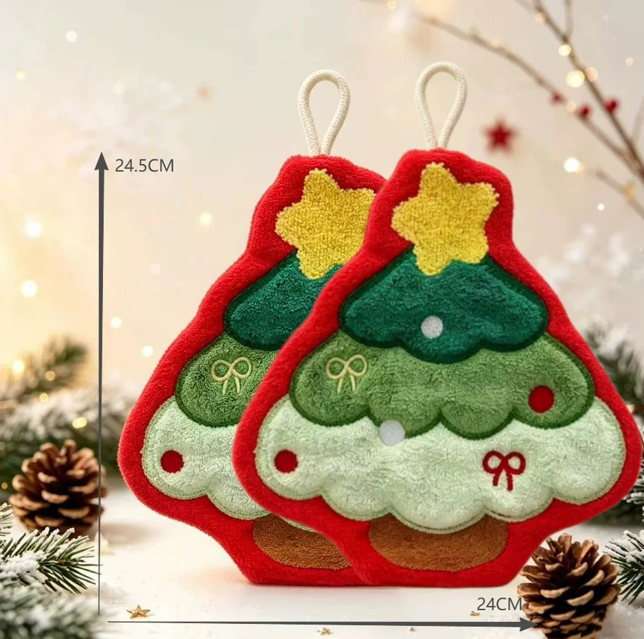 Christmas Hanging Hand Towels – Santa & Gingerbread Decor Holiday Hand Towels Babs 2Pcs