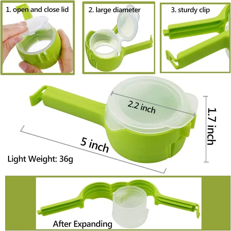3-Pack Bag Sealing Clips with Pour Spout – Keep Snacks Fresh Food Bag Clip Babs