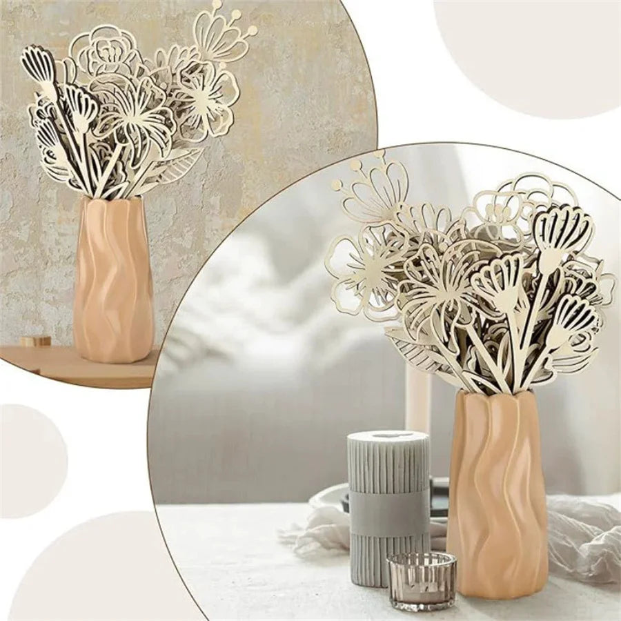 Wooden Hollow Flower Vase – Decorative Home Decor Gift Decorative Wood Vase Babs