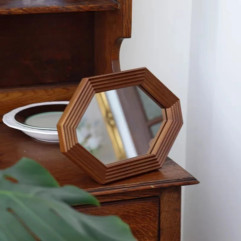 Nordic Pine Wood Framed Wall Mirror – Vintage Décor Decorative Wall Mirror Babs