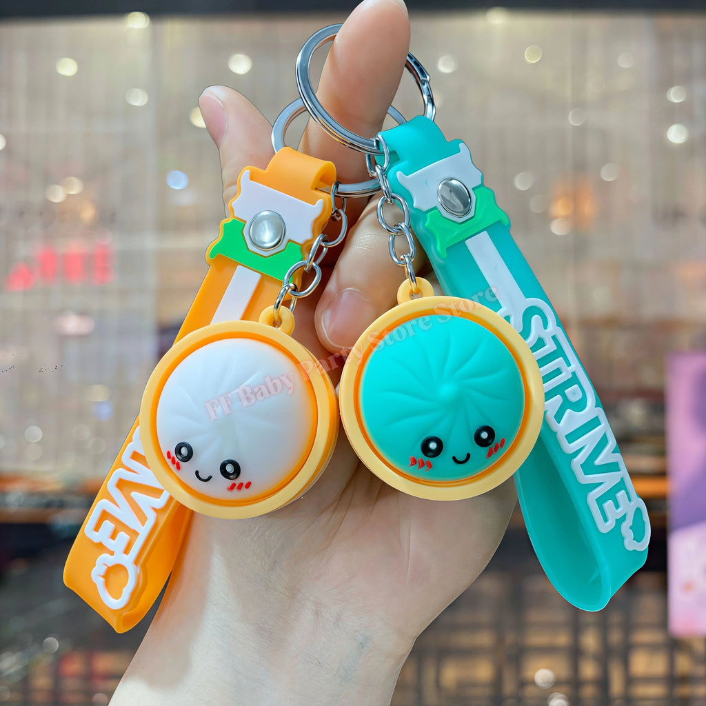 Cute Dumpling Baozi Keychain – Party Favors & Gift Fillers Novelty Keychain Charm Babs 2pcs