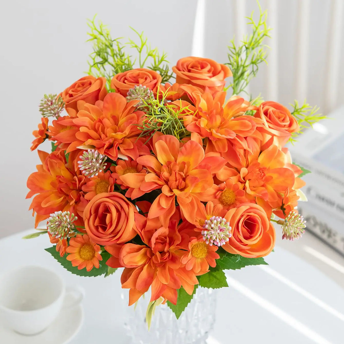 Silk Artificial Dahlia Rose Bouquet – Wedding & Home Decor Artificial Flower Bouquet Babs