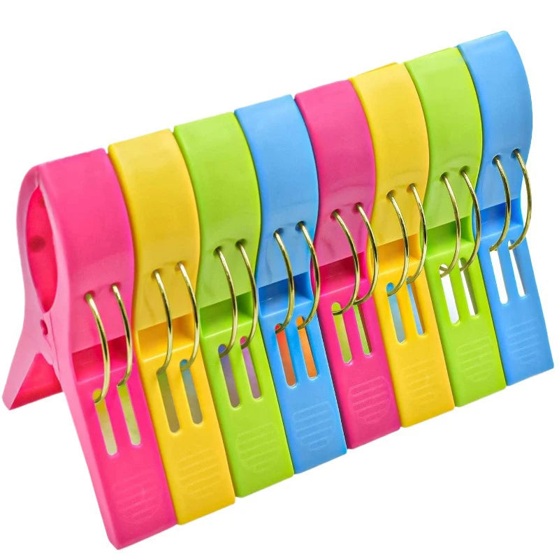 Beach Towel Clips Large Plastic Clamps Clothespins – 4 Pack Beach Towel Clips Babs