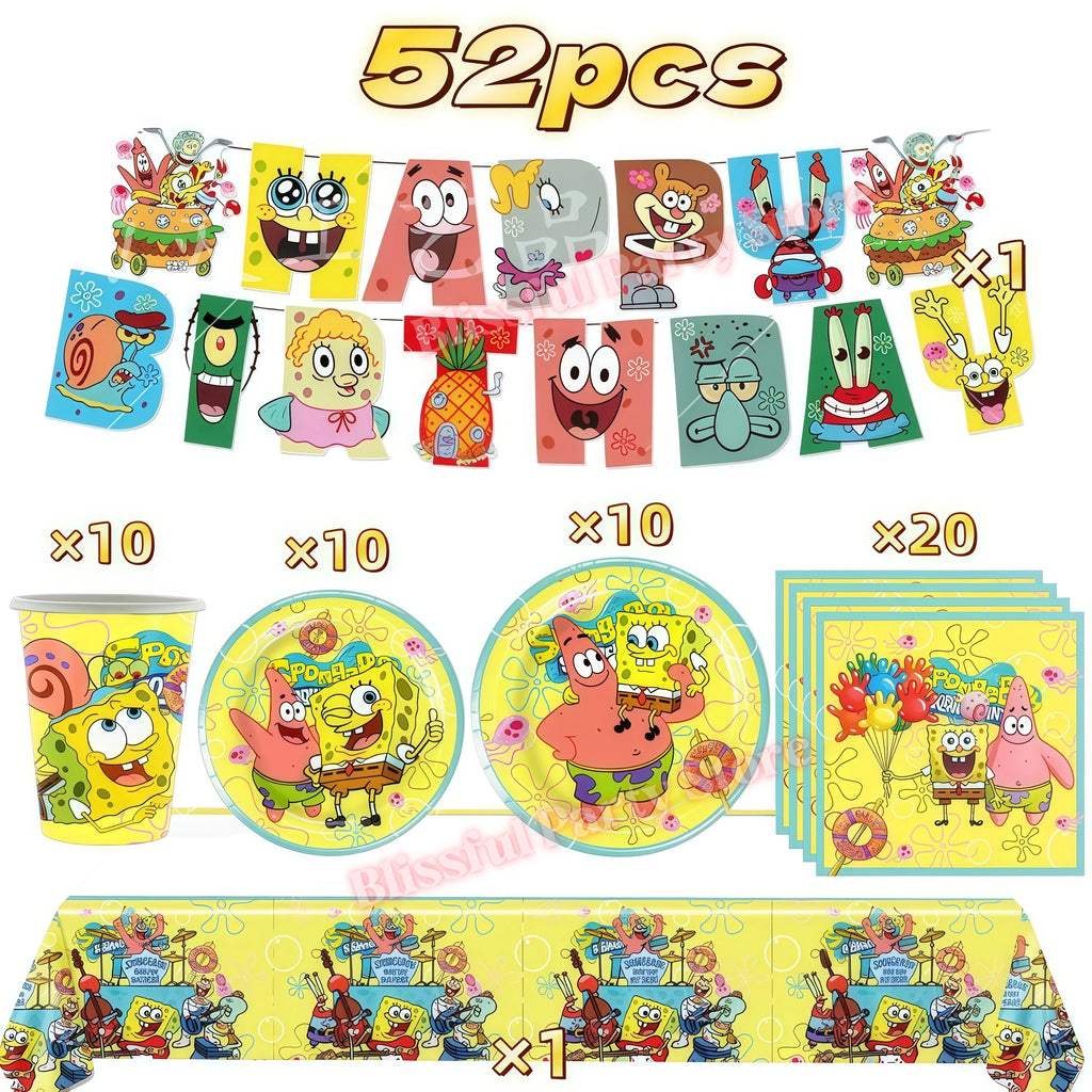 Cartoon Kids Birthday Party Decoration Set – Balloons, Backdrop & More Kids Party Decoration Set Babs 52pcs