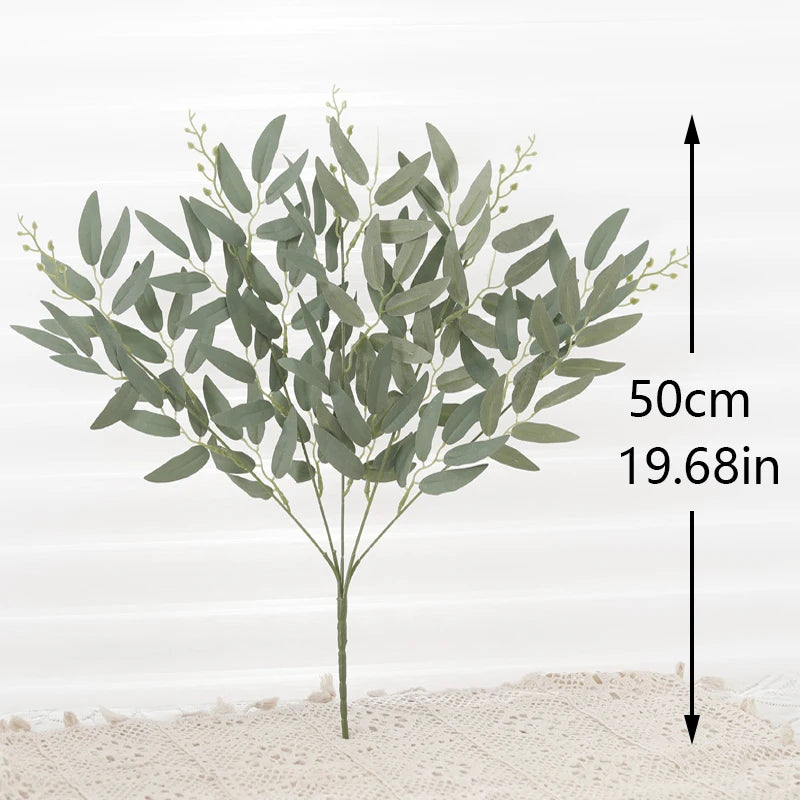 Artificial Willow Eucalyptus Leaf Stems – Silk Floral Décor Artificial Leaf Stem Babs