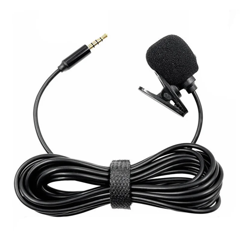 Lavalier Microphone 3.5mm Wired Condenser Mic for Phone & Laptop Lavalier Microphone Babs Black