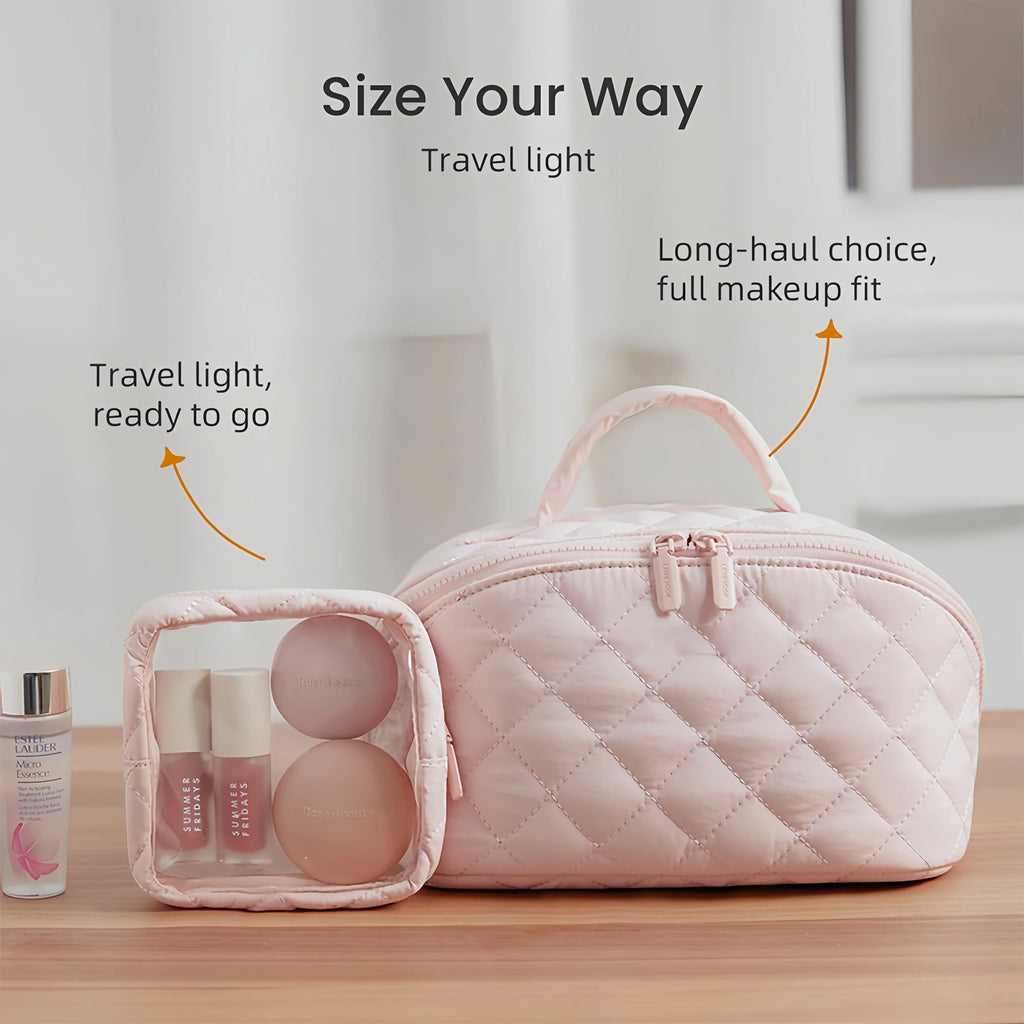 Lay-Flat Makeup Bag – Water-Resistant Travel Cosmetic Organizer Travel Makeup Bag Babs
