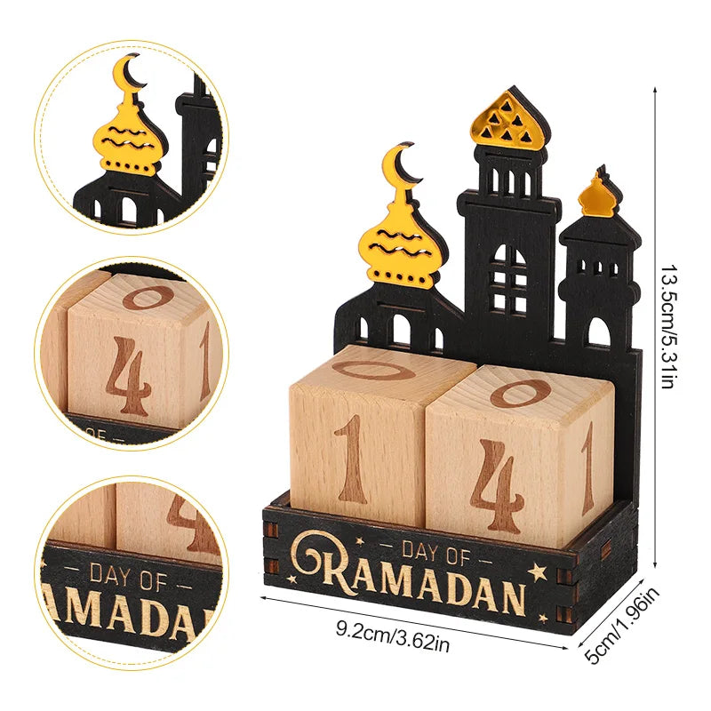 Ramadan Countdown Calendar Wooden Blocks – Eid Mubarak Decor Wooden Countdown Calendar Babs A