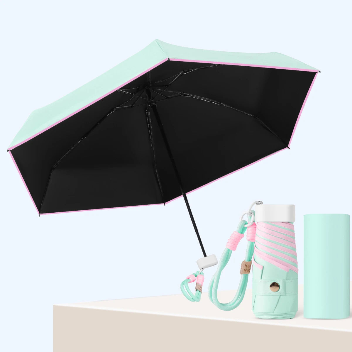 UPF 50+ Mini Folding UV Umbrella – Compact Travel Sunshade Folding Travel Umbrella Babs Iron 6K LG