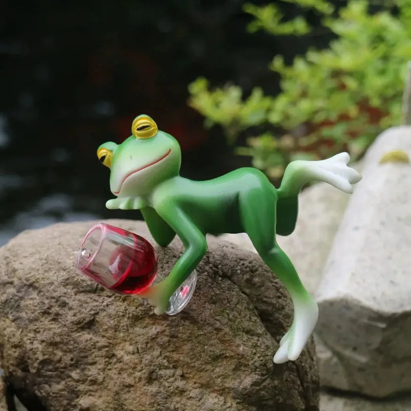 Green Frog Wine Glass Hanger – Resin Animal Décor Ornament Resin Décor Figurine Babs