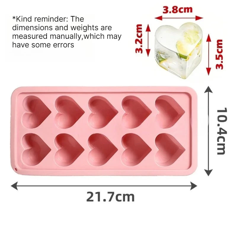 Heart-Shaped Silicone Ice Cube Mold – 10-Cavity DIY Tray Silicone Ice Mold Babs 1PC-10 Grids