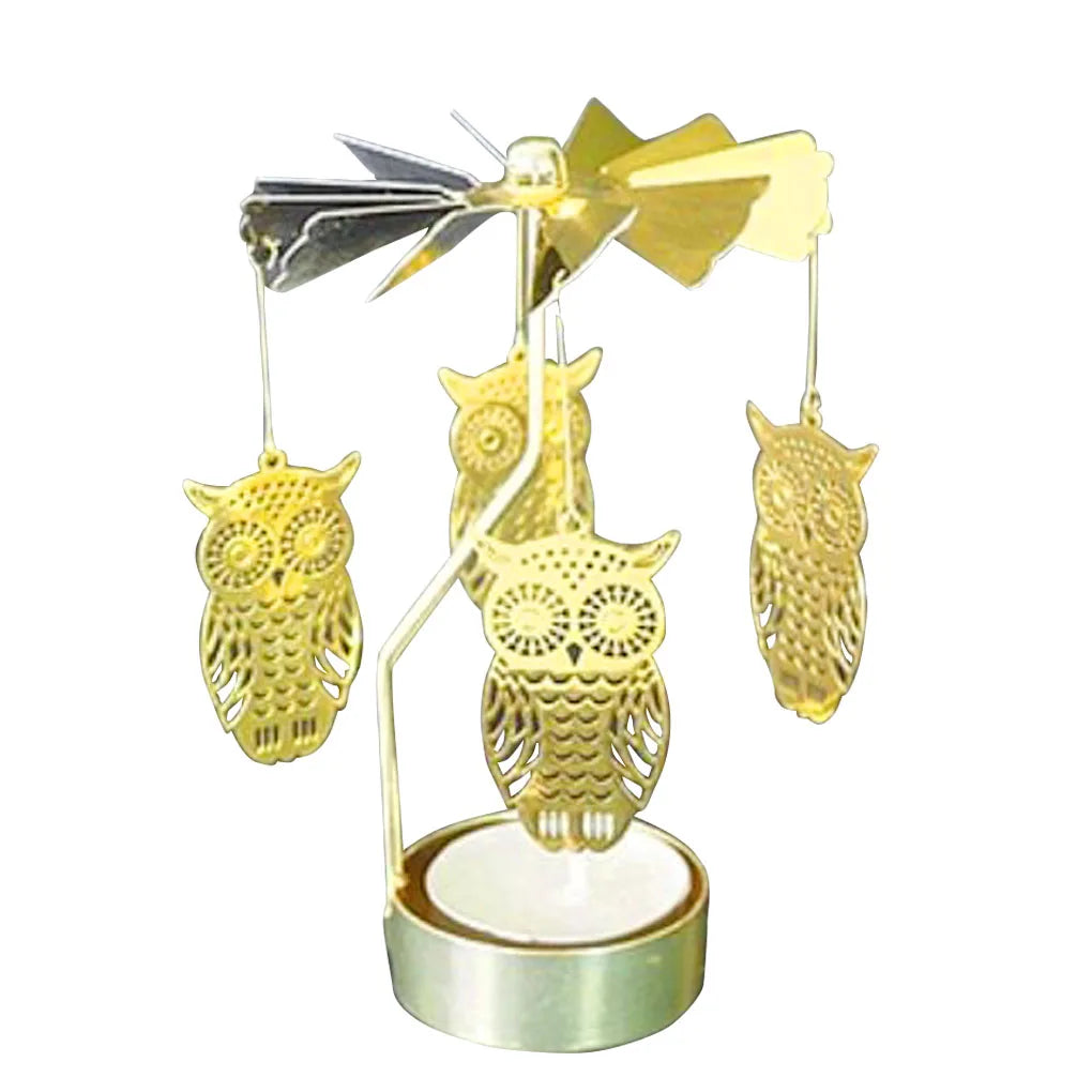 Rotating Carousel Tea Light Candle Holder – Gold & Silver Candle Holder Babs A05