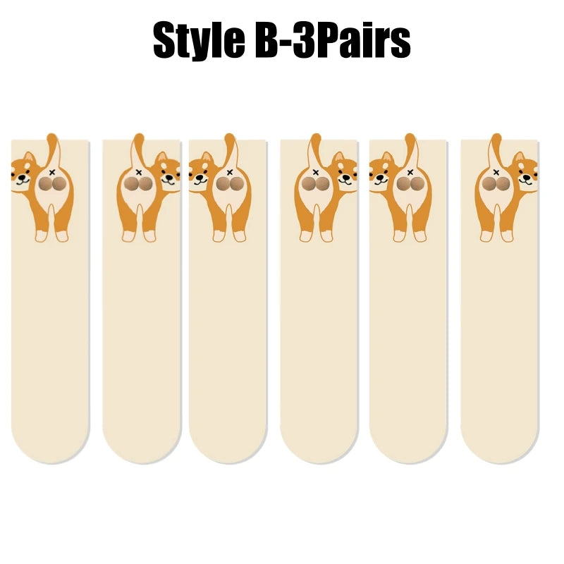 3D Dog Novelty Socks – Cute Animal Socks for Pet Lovers Novelty Animal Socks Babs Dog B-3Pairs One Size