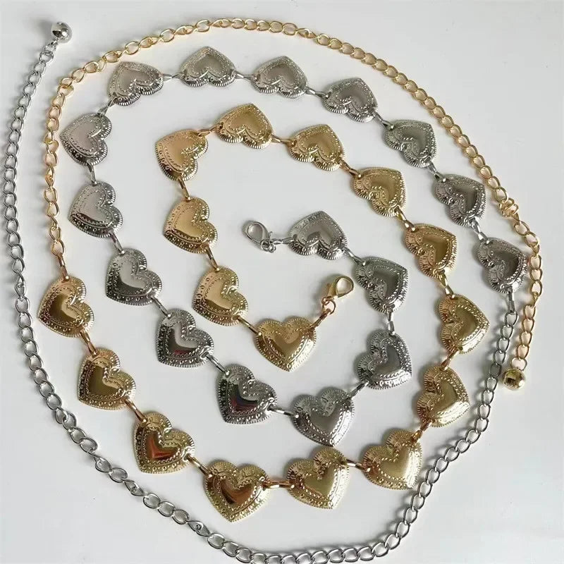 Vintage Heart Chain Waist Belt – Women's Tassel Body Jewelry Chain Waist Belt Babs