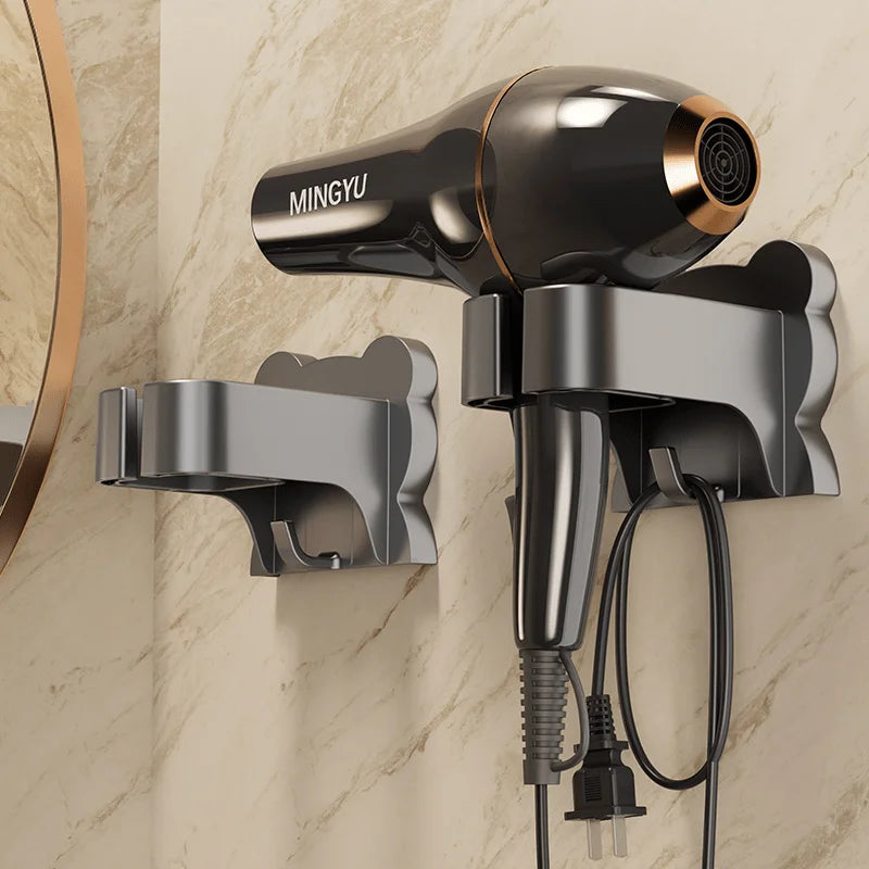 Wall Mounted Hair Dryer Holder – No-Drill Bathroom Rack Bathroom Storage Rack Babs