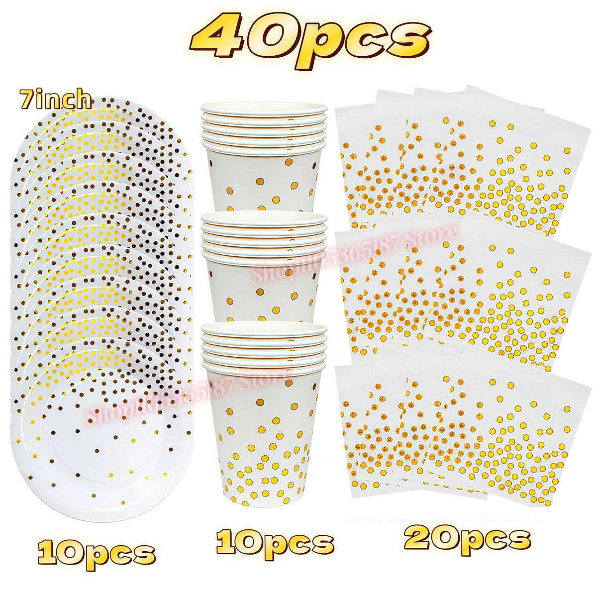 Rose Gold Dark Blue Party Tableware – Cups, Plates & Napkins Set Party Tableware Set Babs 40pcs 1 others