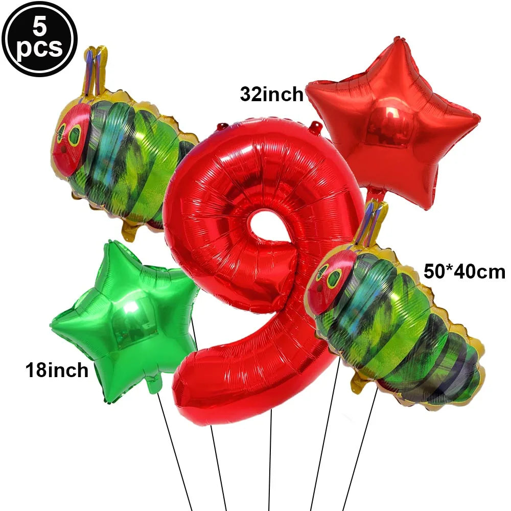 Cartoon Caterpillar Foil Balloon Set – 32" Number Balloons 1–9 Party Foil Balloons Babs DEEP BLUE As pictures show