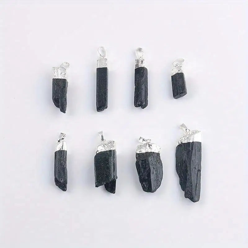 Natural Black Tourmaline Raw Stone DIY Necklace Pendant Raw Stone Pendant Babs