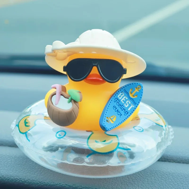 Summer Rubber Duck Car Dashboard Ornament w/ Sunglasses Car Dashboard Ornament Babs
