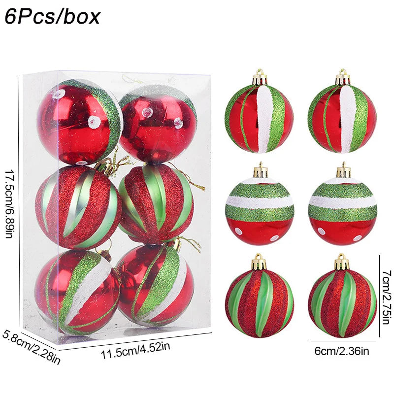 6pcs Green Monster Christmas Ball Ornaments – 6cm Xmas Tree Decor Christmas Tree Ornaments Babs Style3 6cm