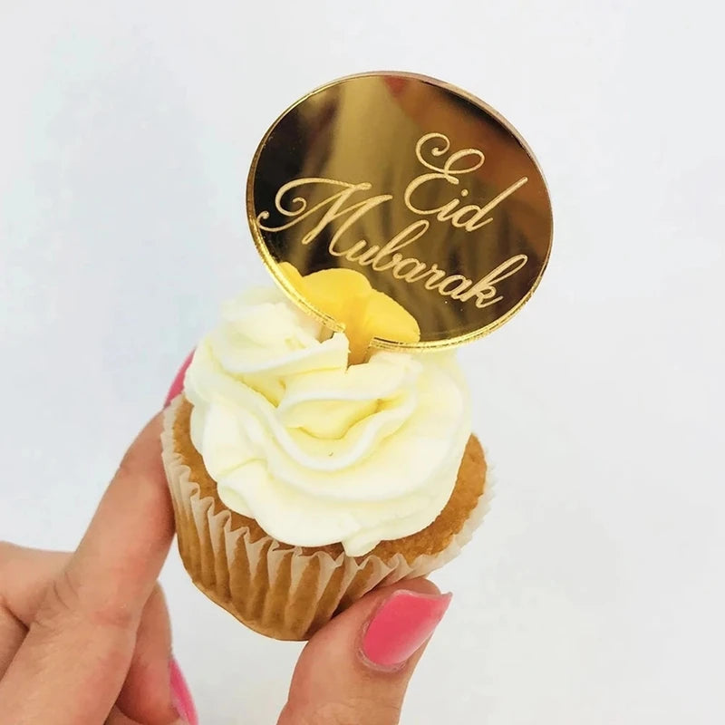 Gold Eid Mubarak Acrylic Cake Toppers – Ramadan Party Decor Cake Toppers Babs