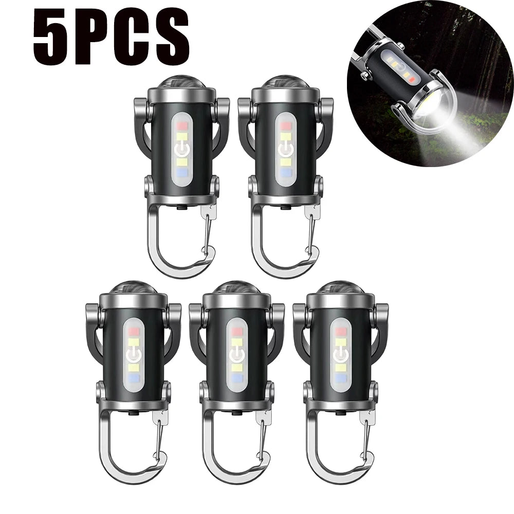 Rechargeable COB Keychain Flashlight 7 Modes – Emergency Work Light Keychain Flashlight Babs 5PCS