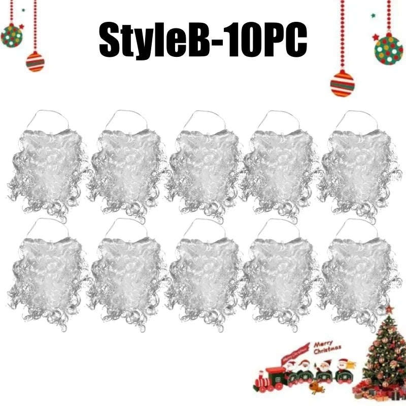 Realistic White Santa Fake Beard – Christmas Costume Prop Costume Accessory Babs B-10PCS
