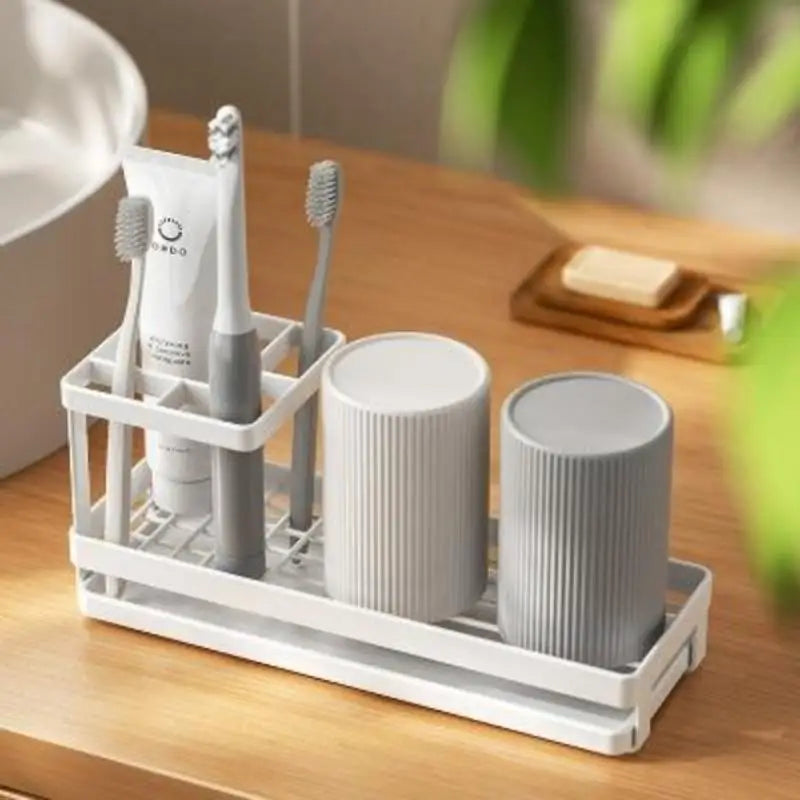 Metal Toothbrush Holder & Mouthwash Cup Storage Rack Toothbrush Holder Babs