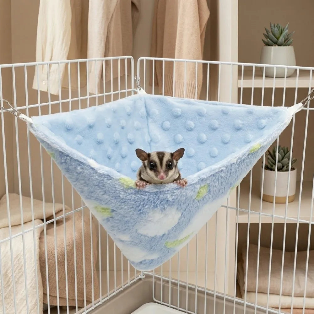 2-Piece Flannel Sugar Glider & Hamster Hammock Nest Set Small Animal Hammock Babs