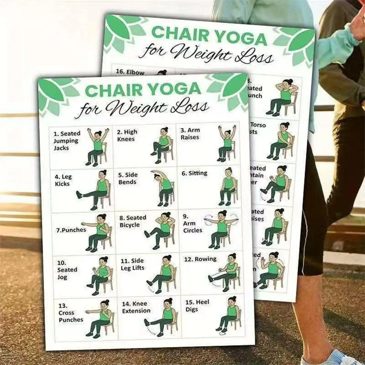 Chair Yoga 30-Day Workout Charts 2-Pack – Seniors Fitness Guide Yoga Workout Chart Babs