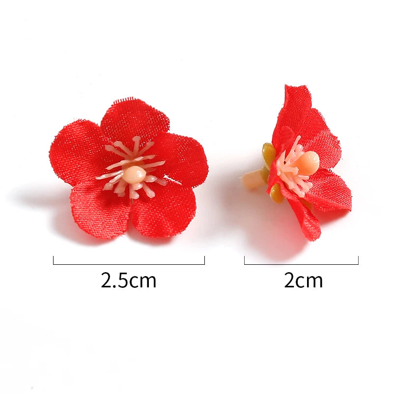 100Pcs Mini Silk Cherry Blossom Artificial Flower Heads | DIY Decor Artificial Flower Heads Babs